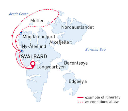 West Svalbard & Polar Ice Edge map route