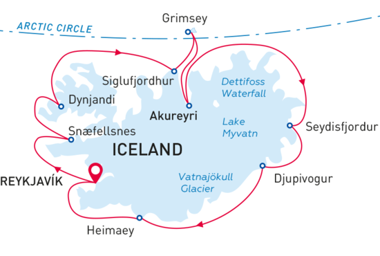 Iceland Circumnavigation map route
